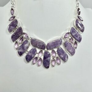 Lepidolite 925 Large Gemstone Necklace